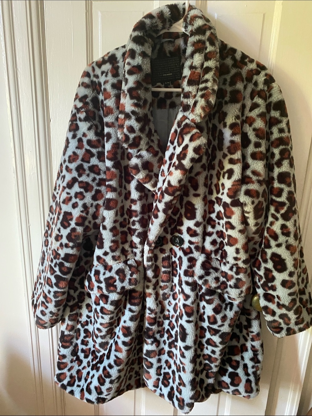 Steve Madden Brown & Black Leopard-Print Teddy Jacket